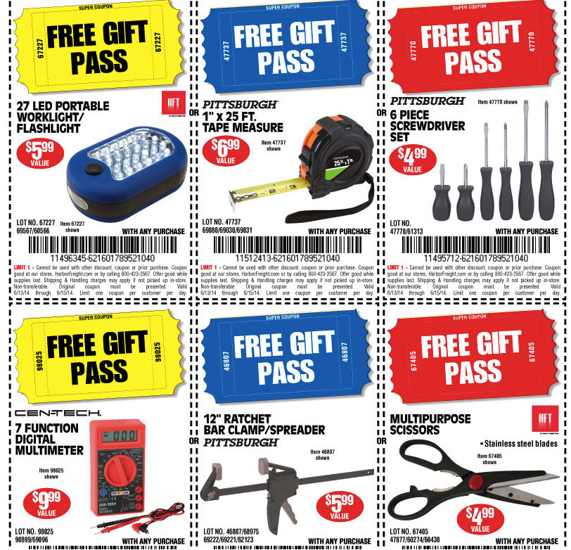 Harbour freight free coupons How to use a Harbor Freight coupon Is it possible to save even more off Harbor Freight's already-low prices? Absolutely! Online discounts expand your options for saving: the store regularly offers 20% off any one item coupons. Keep an eye out for amazing discount codes around major holidays like Father's Day and Christmas%(2K).
